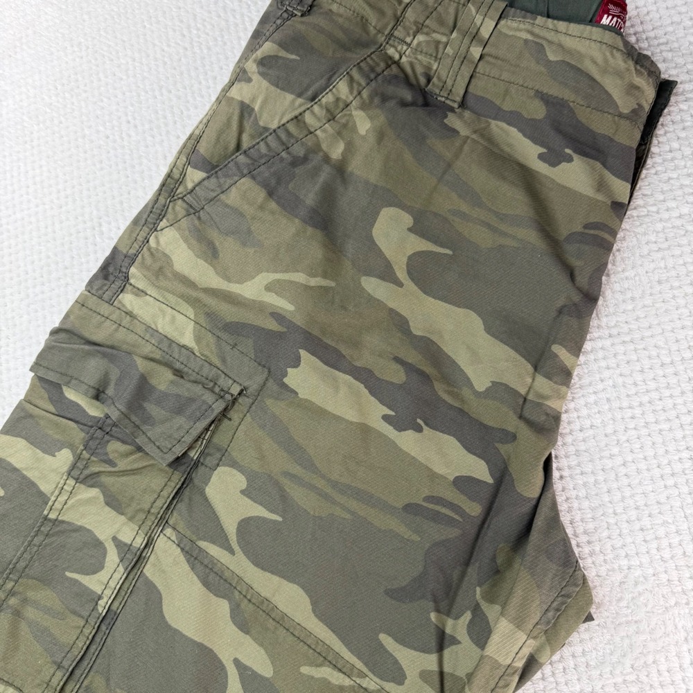 Matchstick Mens Camo Cargo Shorts Green Camouflage Multi Pocket Size 38
